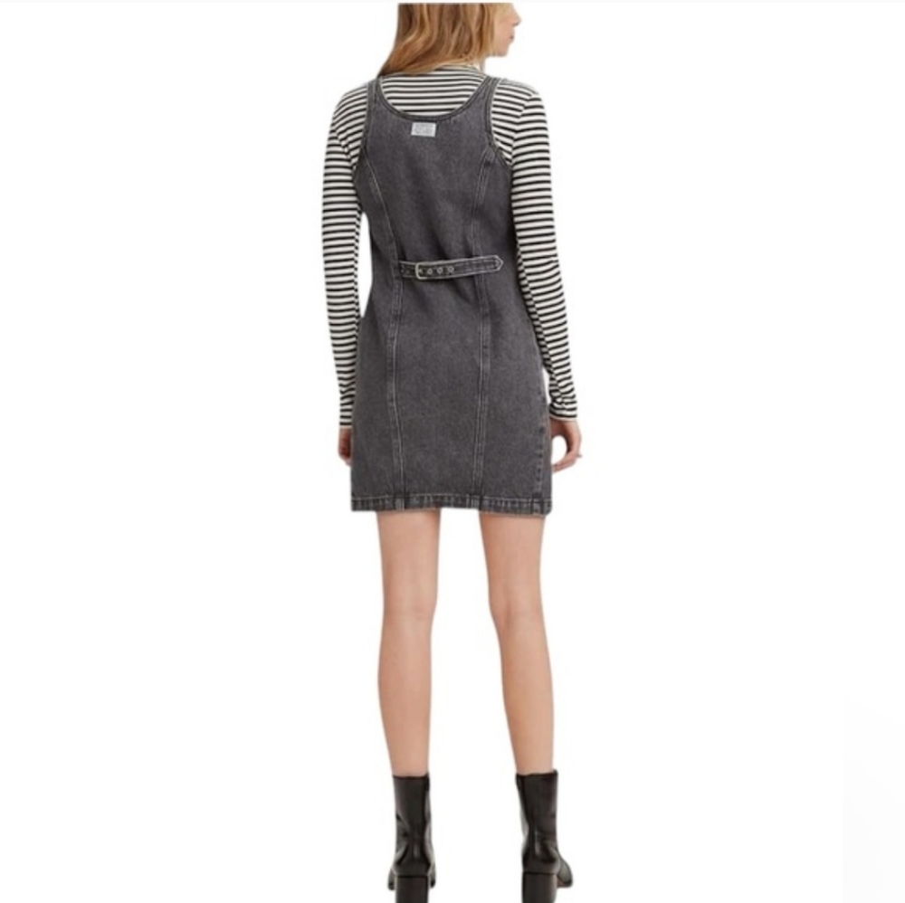 Levi's Grey Button-Front Black Denim Pinafore Dress - Picture 2 of 13